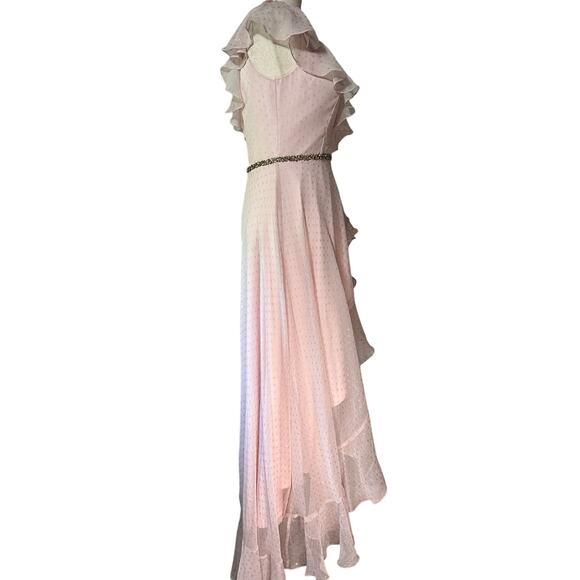 MAC DUGGAL Women's 49330 Ruffle Trimmed Polkadot High Low Dress Size 4 In Salmon - Picture 5 of 13